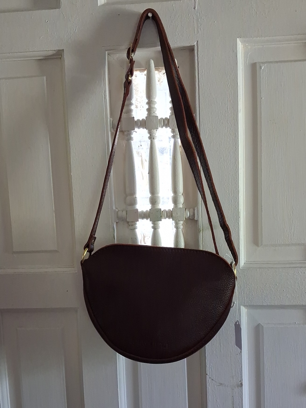 Minimalist Brown Leather Crossbody Half-Moon Bag